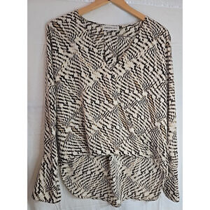 Veronica m Women's Long Sleeve Sheer Animal Print Blouse L
